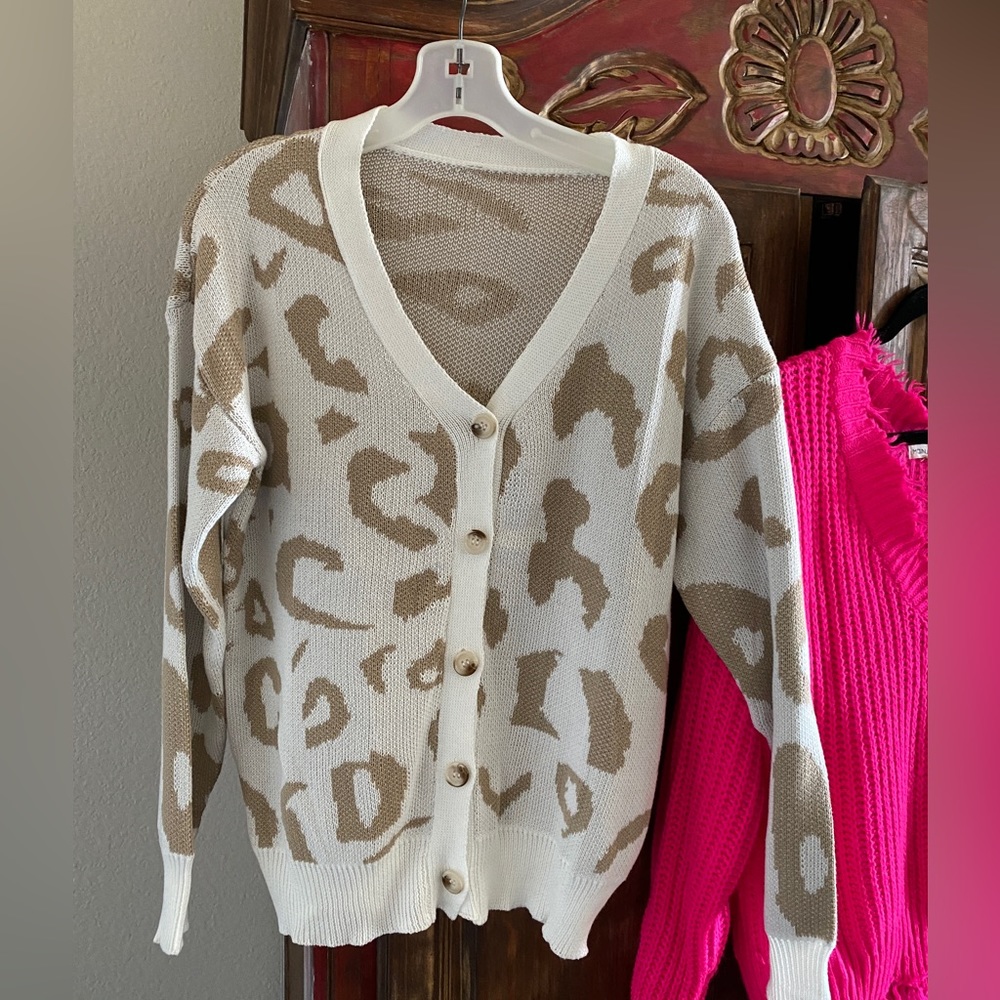 Tan and white sweater